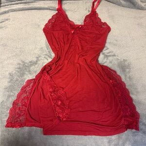 Elegant Red Lace Chemise